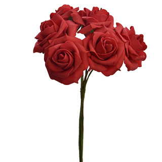 FOAM FLOWER ROSE ramo con 6 FIORI ROSA 90cm Verde Arte schiuma Casablanca WA 
