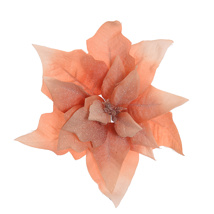 FROSTED POINSETTIA ON CLIP 14CM PEACH