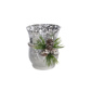 CANDLE HOLDER W/PINE/PINE CONE H 9CM SILVER