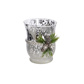 CANDLE HOLDER W/PINE/PINE CONE H 10.8CM SILVER